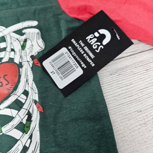 NWT Rags To‎ Raches Toddler Boy Xmas Skeleton Romper Size 2T - Picture 2 of 6